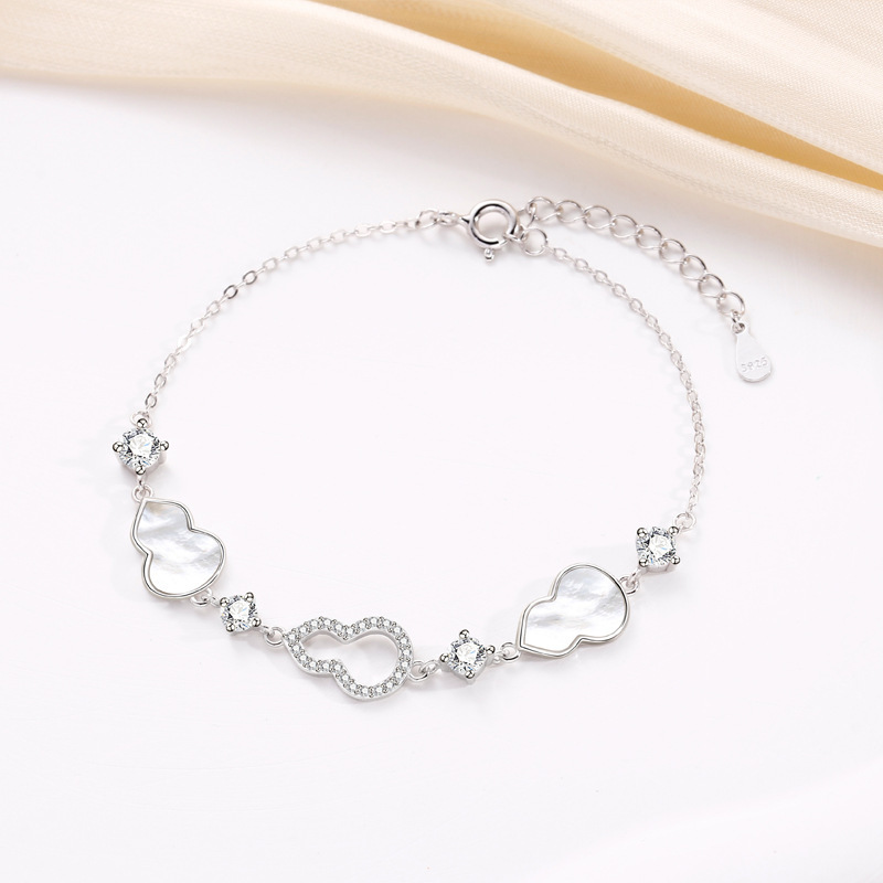 Sterling silver gourd bracelet for women niche light luxury high-end temperament mother-of-pearl bracelet new Chinese style jewelry