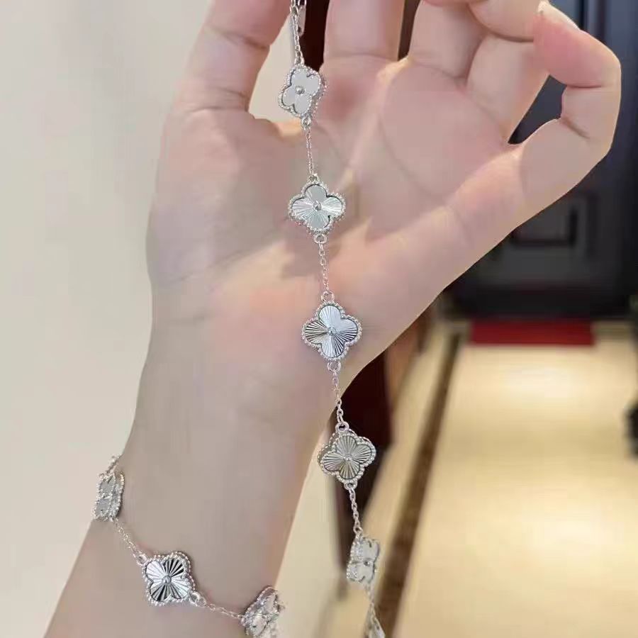 Five-flower four-leaf clover bracelet light luxury high-end girls pure silver temperament holiday gift