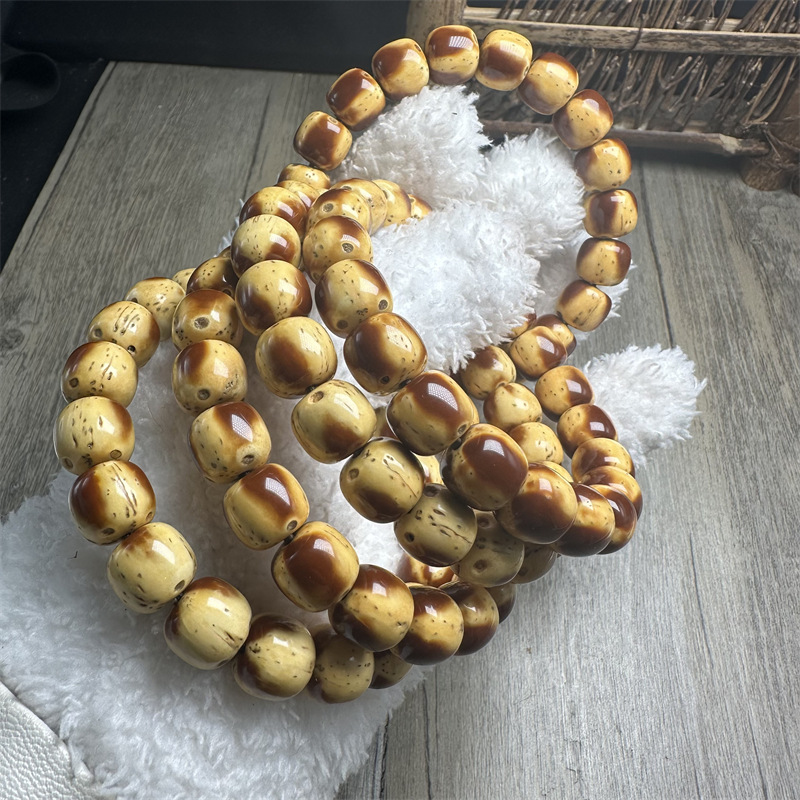 Flame pattern panda purple golden rat bodhi bracelet light beads barrel beads men solid seeds around the finger soft play Buddhist beads bodhi seeds