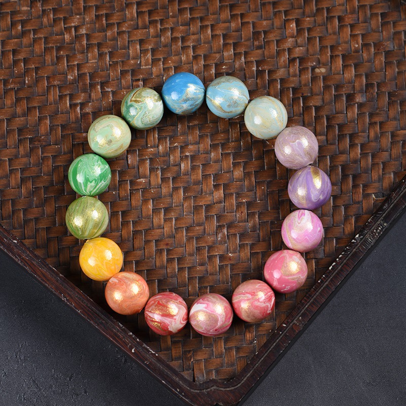 Large lacquer beads macaron gradient 12mm multi-treasure beads hand string Buddhist beads Wenwan Chinese style rosary