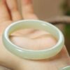 Hetian jade blue-white jade wide bracelet for women, clear water color natural jade girl blue-white jade bracelet for girls, genuine
