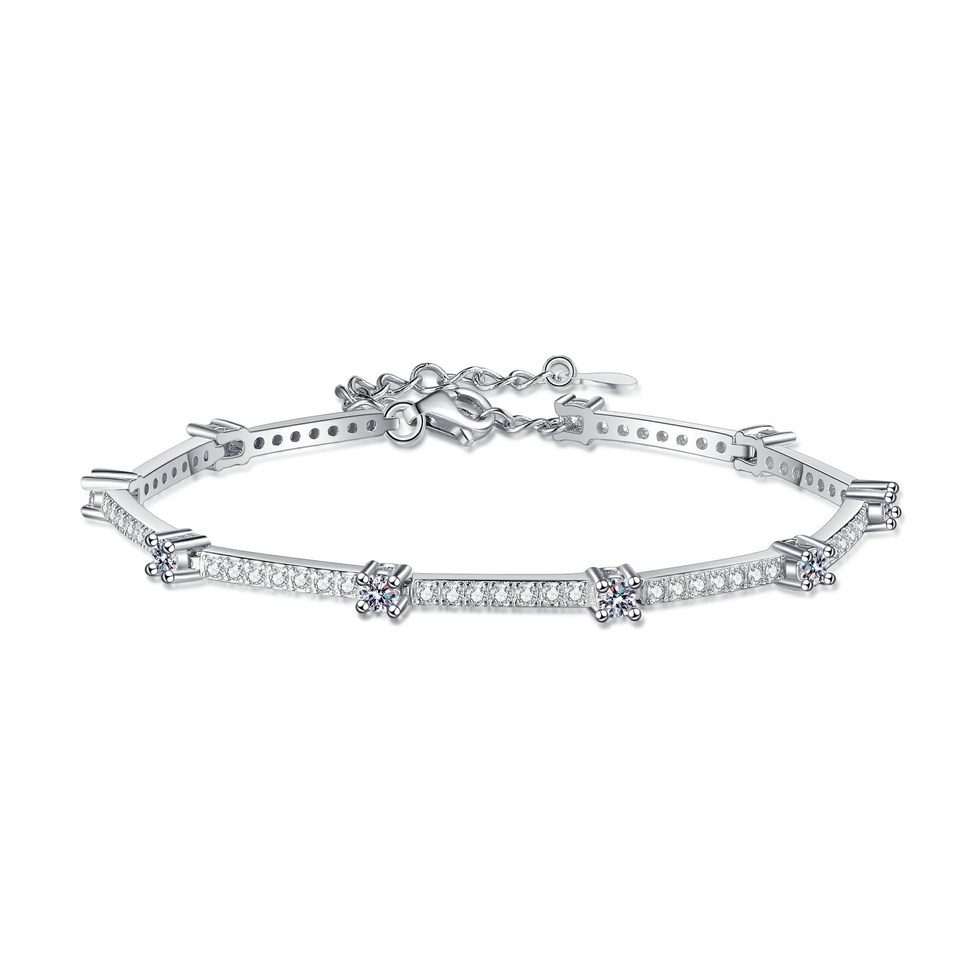 Sterling silver moissanite bracelet niche versatile temperament hand jewelry