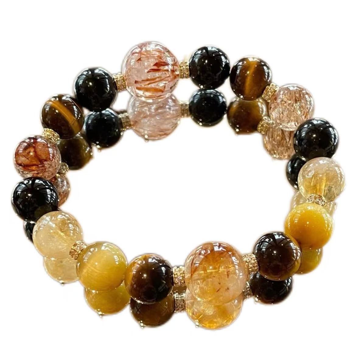 Natural crystal bracelet exquisite yellow tower crystal tiger eye amethyst strawberry crystal
