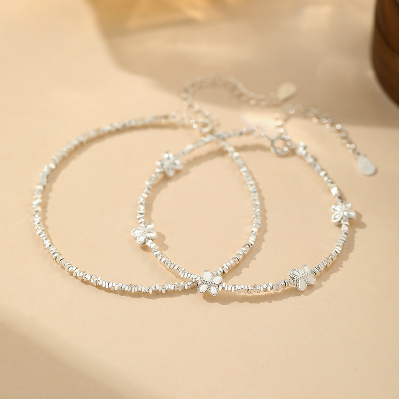 Pure silver light luxury broken silver bracelet temperament design versatile exquisite small fresh niche couple bracelet