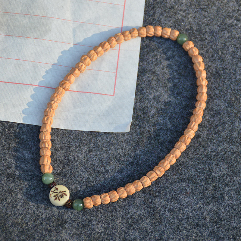 Passionfruit seed bracelet two circles high density straight grain cypress seed bracelet bodhi seed lotus