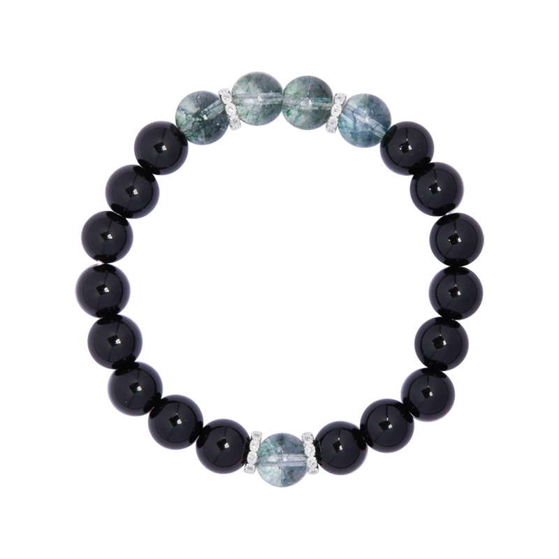 Obsidian Green Ghost Fortune Beads Beaded Bracelet Women's New Chinese Retro Simple High-end Jewelry