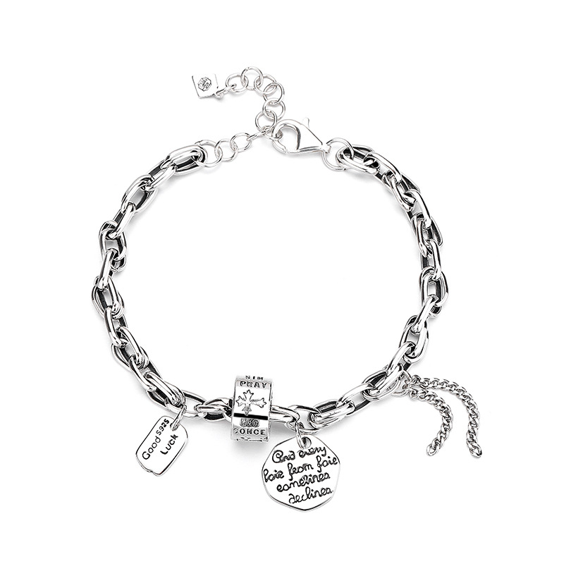 Sterling silver retro old-fashioned personality design flower tube simple fresh cold style all-match niche bracelet