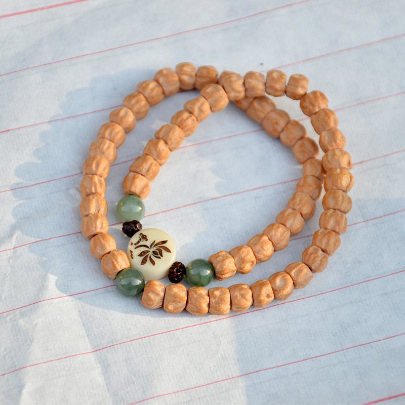 Passionfruit seed bracelet two circles high density straight grain cypress seed bracelet bodhi seed lotus