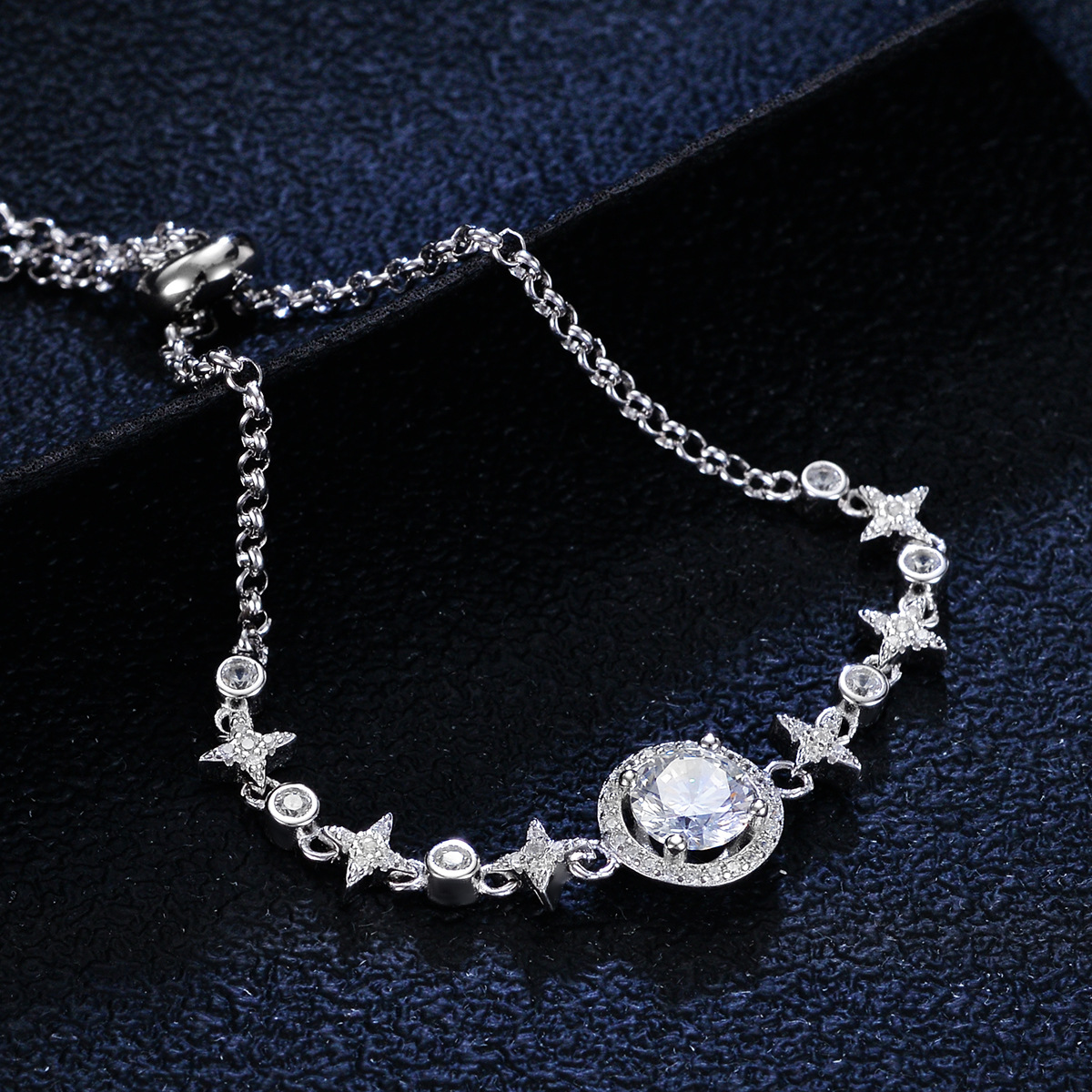 Bracelet Moissanite Round Bag Simple Women's Retractable Hand Jewelry