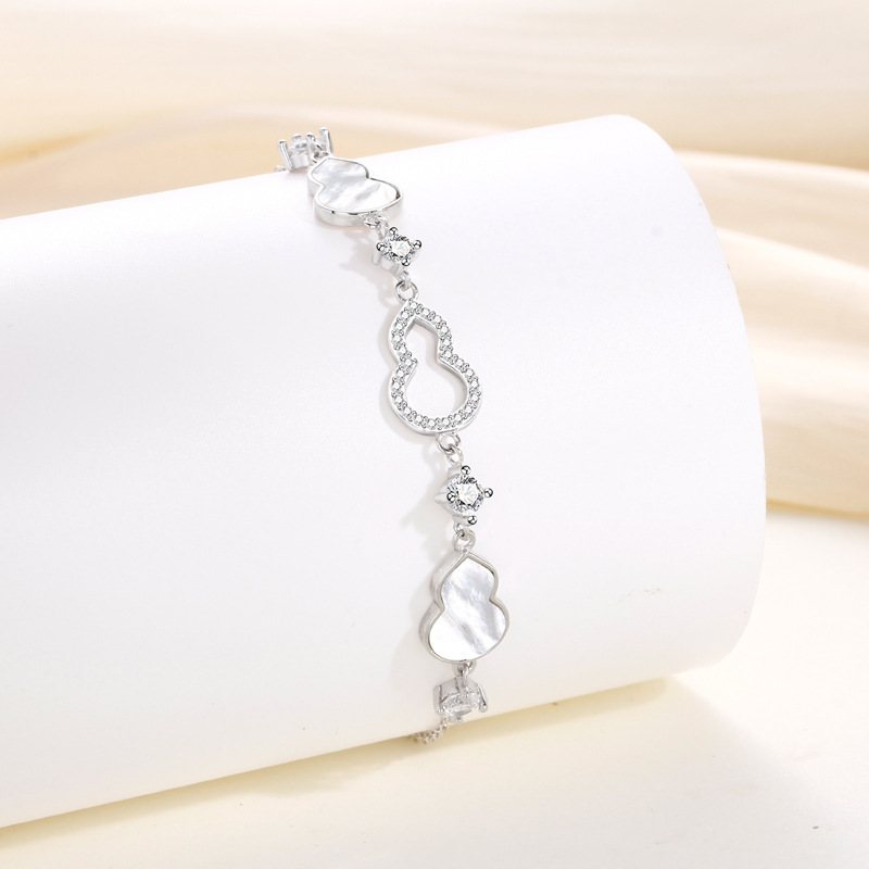 Sterling silver gourd bracelet for women niche light luxury high-end temperament mother-of-pearl bracelet new Chinese style jewelry