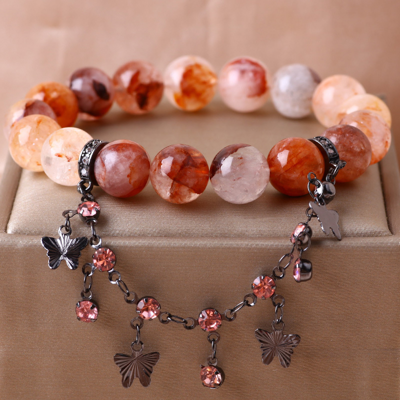 Natural crystal red gum flower bracelet high-grade black series butterfly bracelet