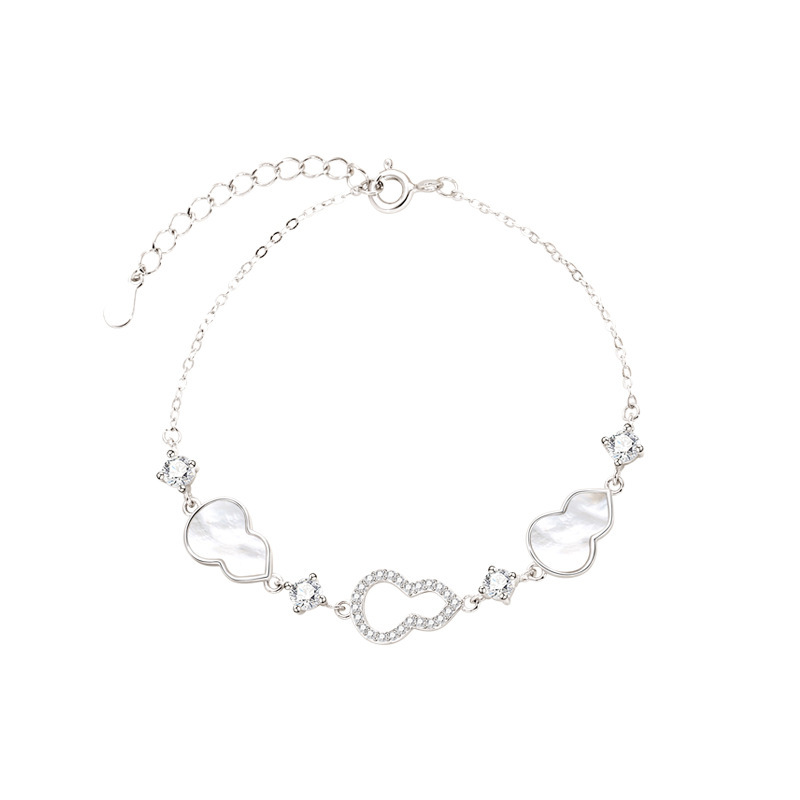 Sterling silver gourd bracelet for women niche light luxury high-end temperament mother-of-pearl bracelet new Chinese style jewelry