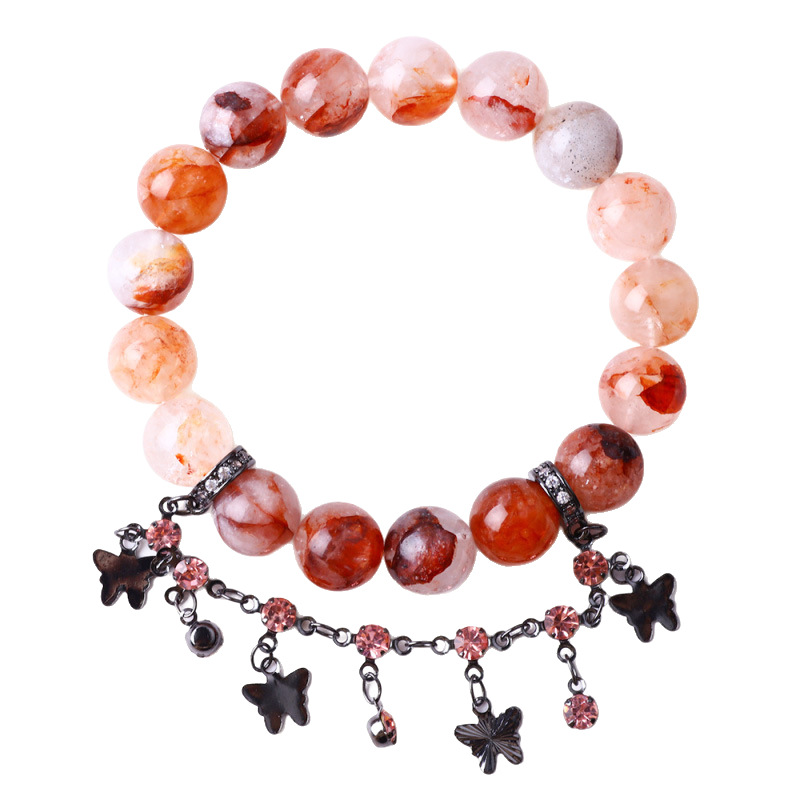 Natural crystal red gum flower bracelet high-grade black series butterfly bracelet