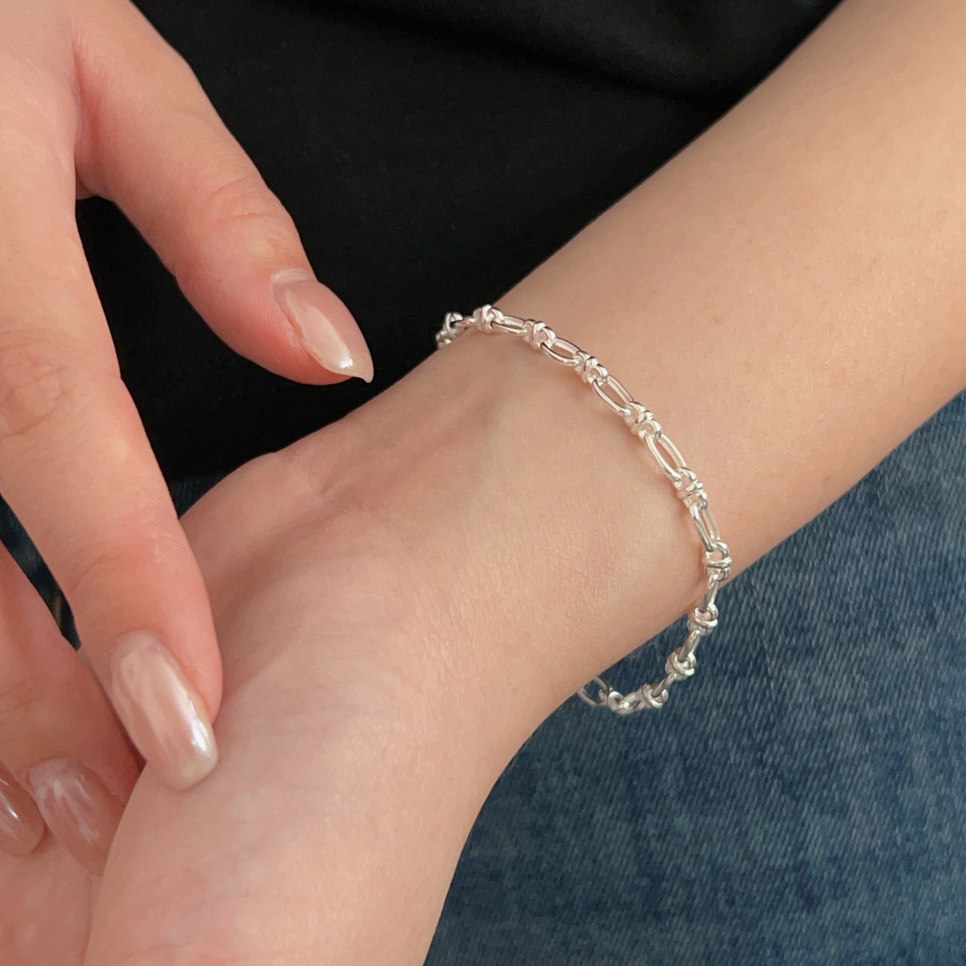 Sterling silver irregular geometric bracelet for women niche light luxury unique high-end minimalist