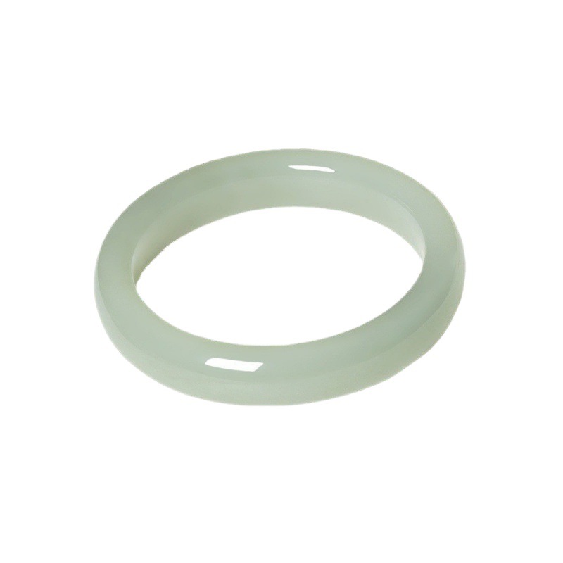 Hetian jade blue-white jade wide bracelet for women, clear water color natural jade girl blue-white jade bracelet for girls, genuine