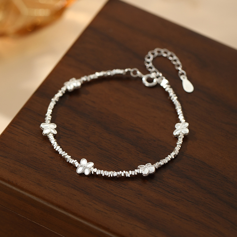 Pure silver light luxury broken silver bracelet temperament design versatile exquisite small fresh niche couple bracelet