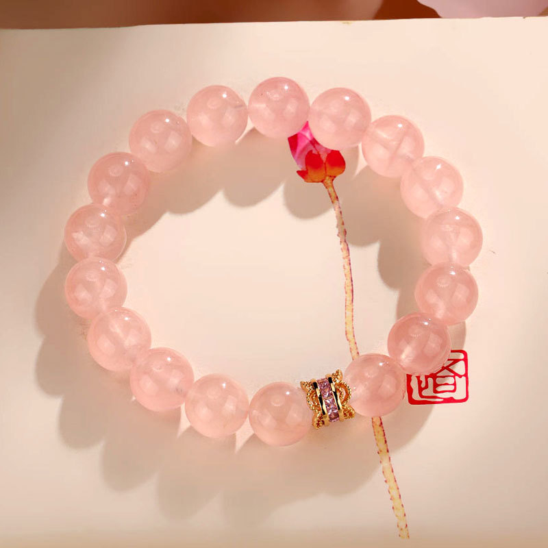 Rose Quartz Beaded Bracelet Women's Niche High-end Original Fashionable All-match Crystal Bracelet