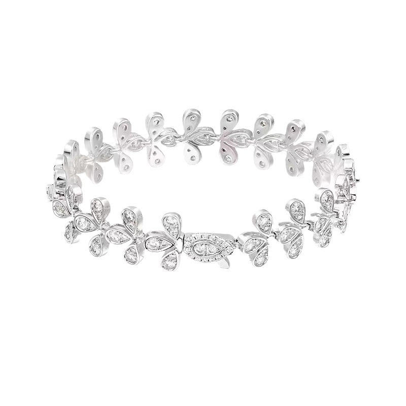 Petal water drop diamond full diamond bracelet flower-shaped heron feather crown water drop platinum plated high-end luxury