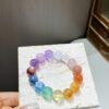 Natural multi-treasure crystal bracelet original design single circle large amethyst aquamarine pink crystal white crystal green ghost