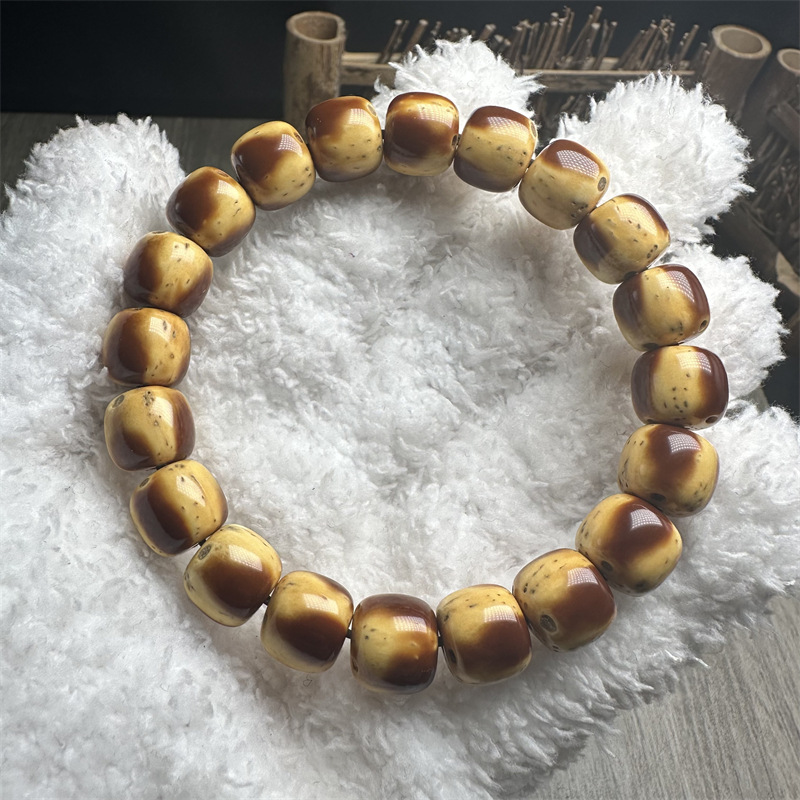 Flame pattern panda purple golden rat bodhi bracelet light beads barrel beads men solid seeds around the finger soft play Buddhist beads bodhi seeds