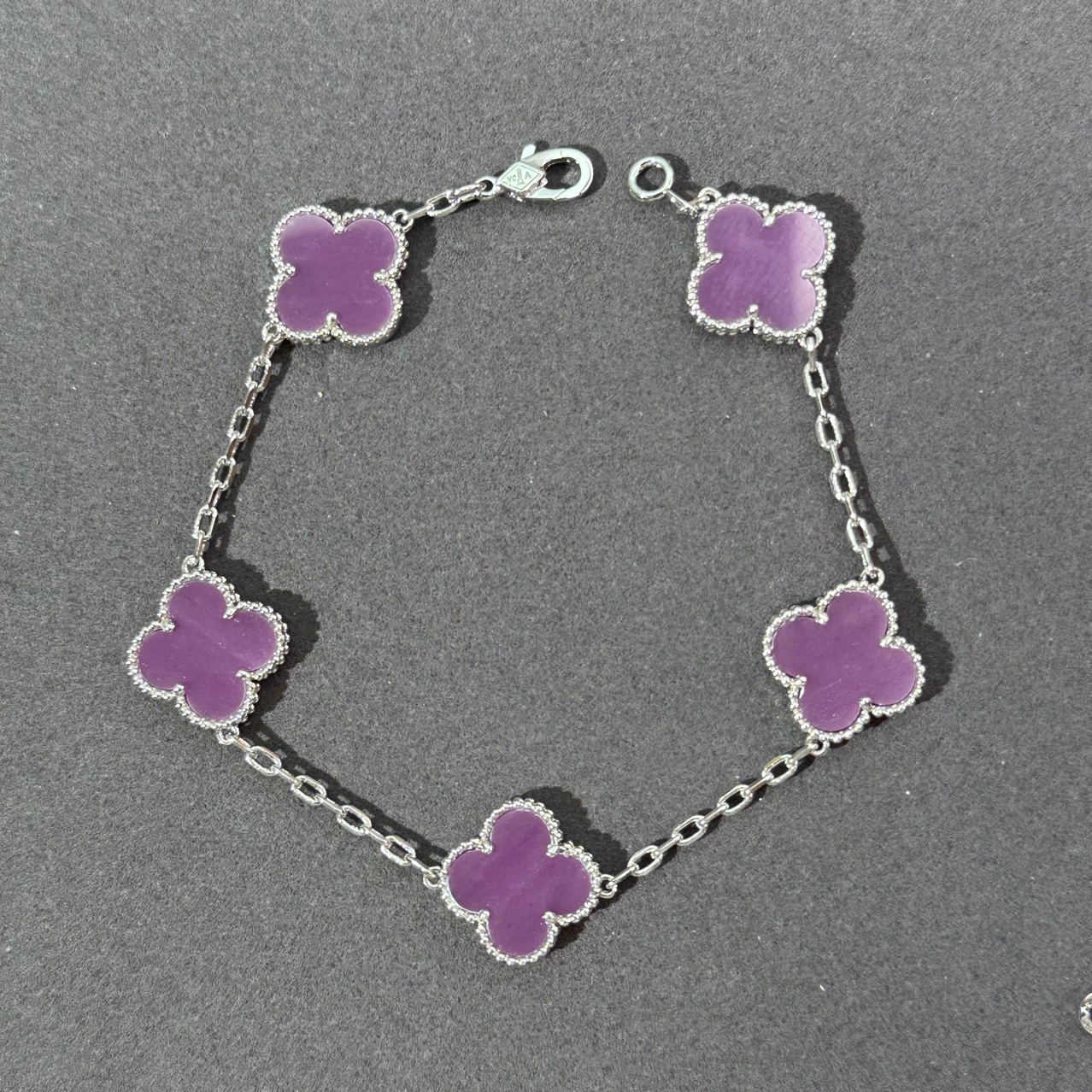Violet five-flower four-leaf clover bracelet non-fading agate jewelry