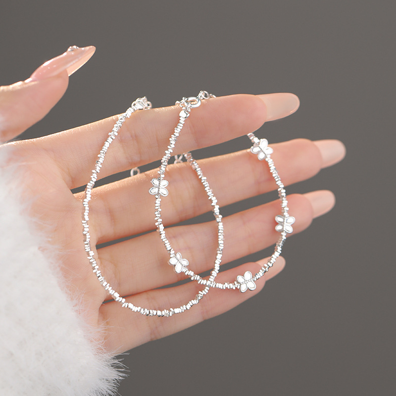 Pure silver light luxury broken silver bracelet temperament design versatile exquisite small fresh niche couple bracelet