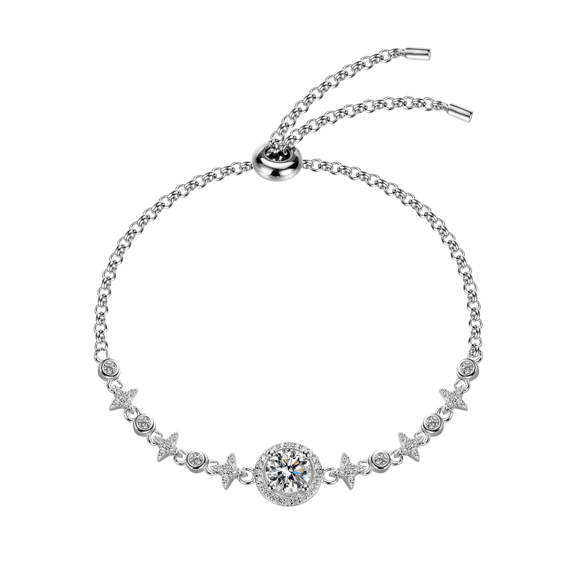 Bracelet Moissanite Round Bag Simple Women's Retractable Hand Jewelry