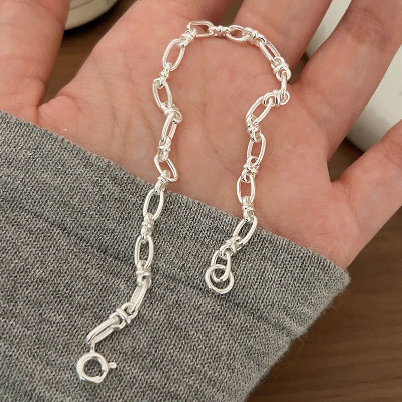 Sterling silver irregular geometric bracelet for women niche light luxury unique high-end minimalist