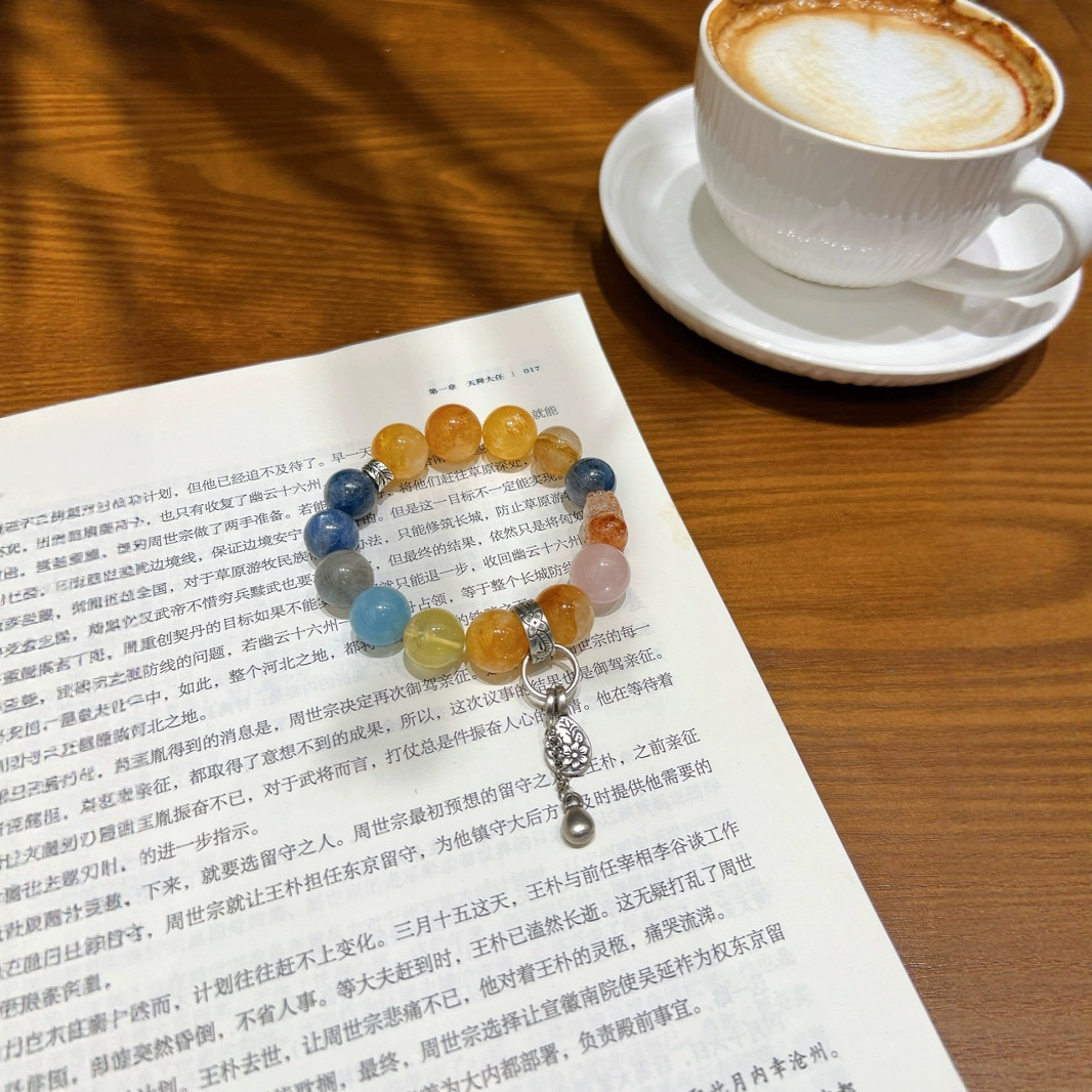 Natural Kyanite Yellow Gum Flower Bracelet Bracelet for Fortune and Blessing