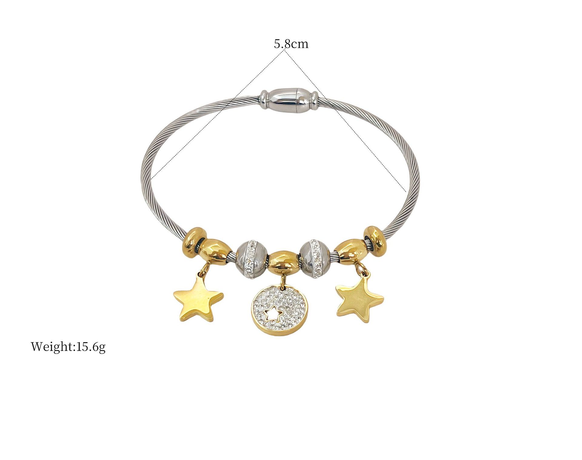 Star diamond pendant stainless steel 18K gold bracelet personality temperament fashion