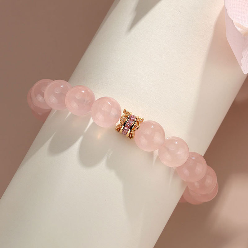 Rose Quartz Beaded Bracelet Women's Niche High-end Original Fashionable All-match Crystal Bracelet