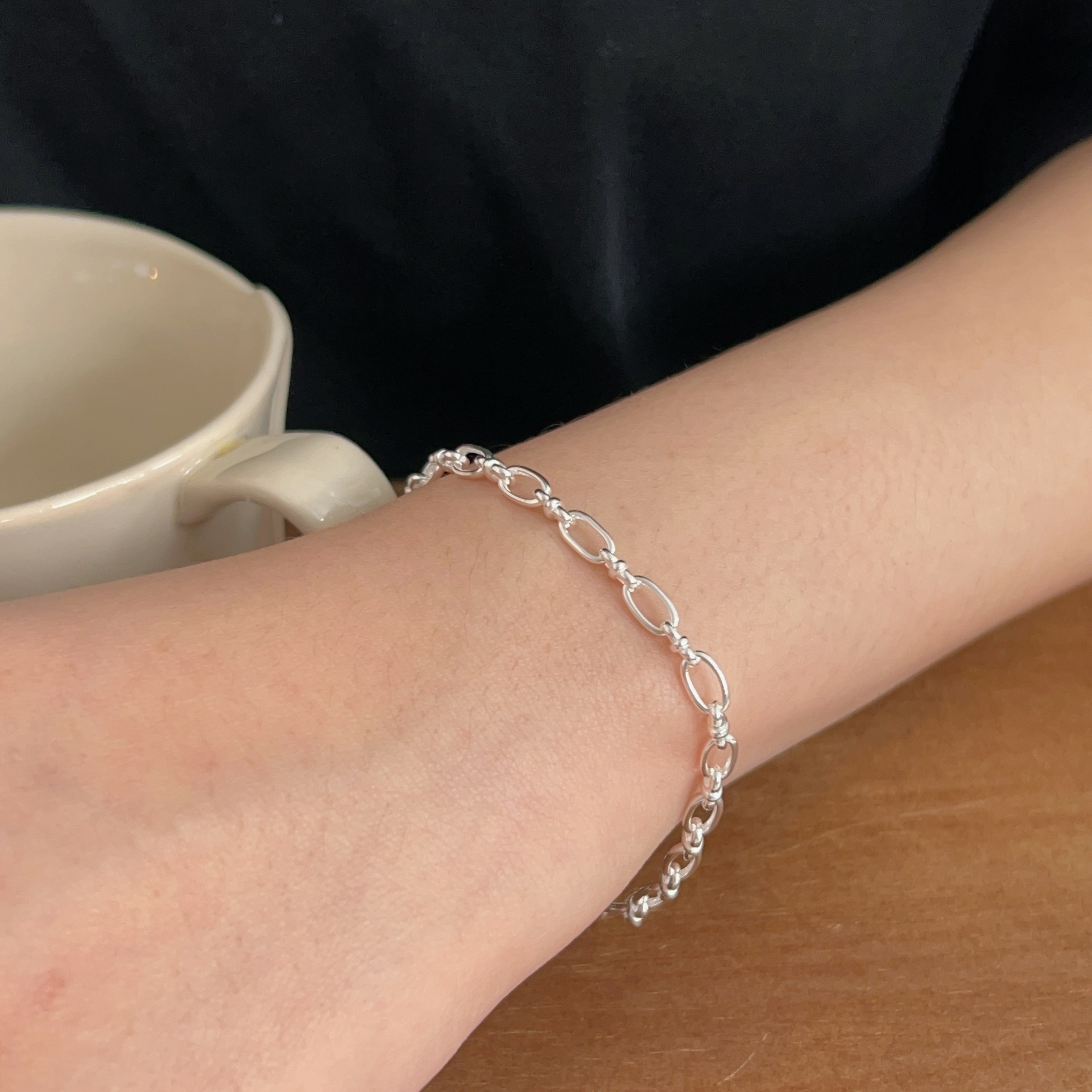 Sterling silver irregular geometric bracelet for women niche light luxury unique high-end minimalist