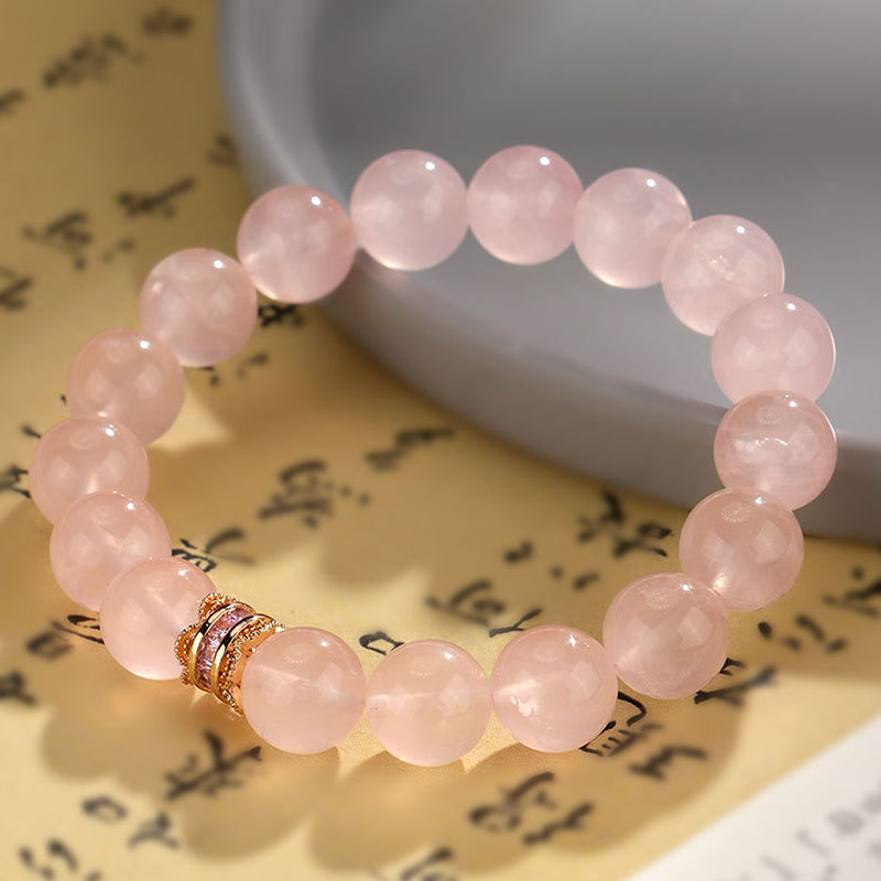 Rose Quartz Beaded Bracelet Women's Niche High-end Original Fashionable All-match Crystal Bracelet