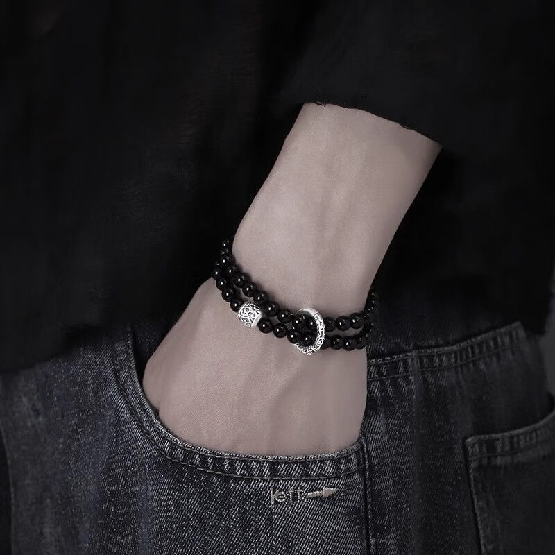 Obsidian stacking bracelet Chinese style bracelet couple bracelet string