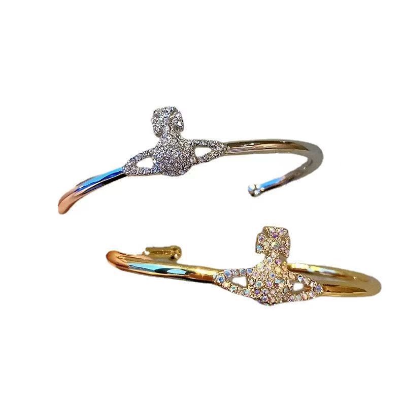 Full diamond Saturn bracelet planet open bracelet female European and American style versatile adjustable niche temperament hand jewelry