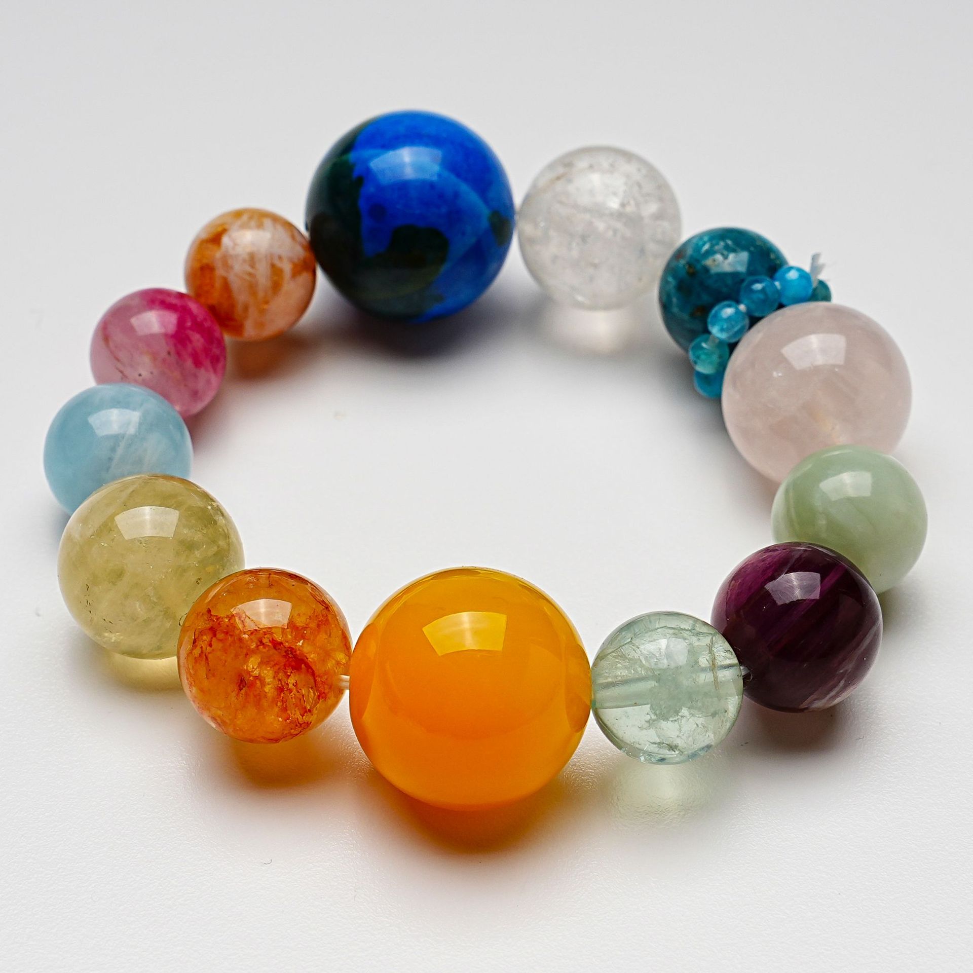Ice pink white crystal bracelet for women Yellow tower crystal cherry blossom rain yellow glue flower purple lithium mica agate bracelet