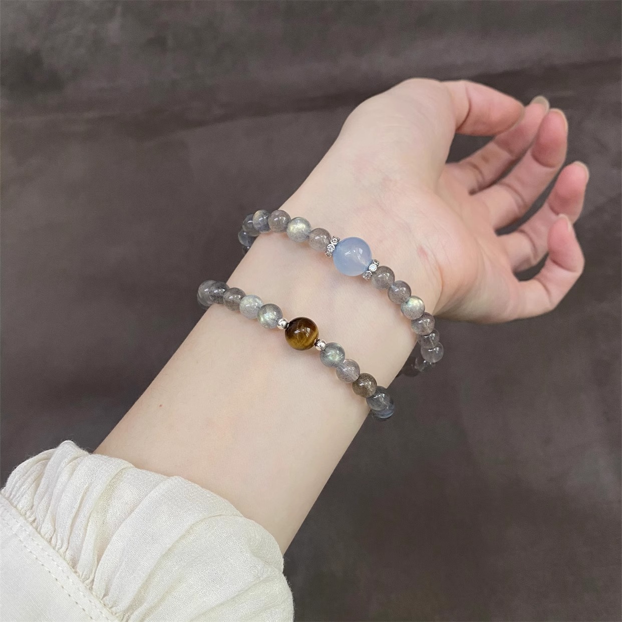 Moonstone Beads Jewelry Gift Natural Tiger Eye Aquamarine Accessories Crystal Bracelet