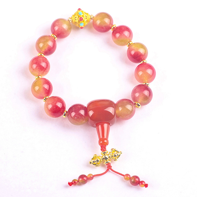 Pomegranate chalcedony bracelet good luck birthday gift blessing