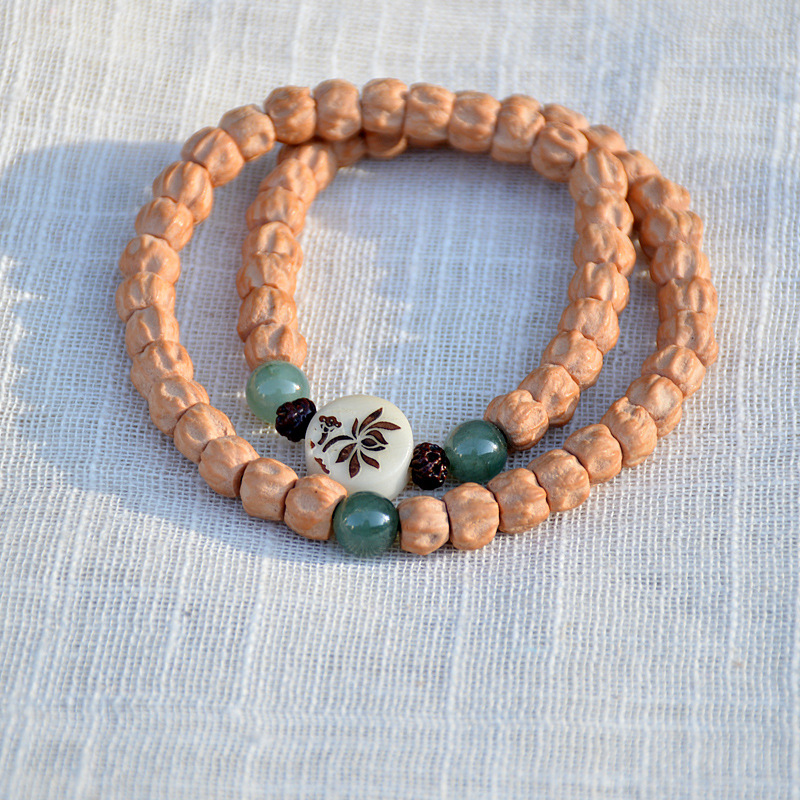 Passionfruit seed bracelet two circles high density straight grain cypress seed bracelet bodhi seed lotus