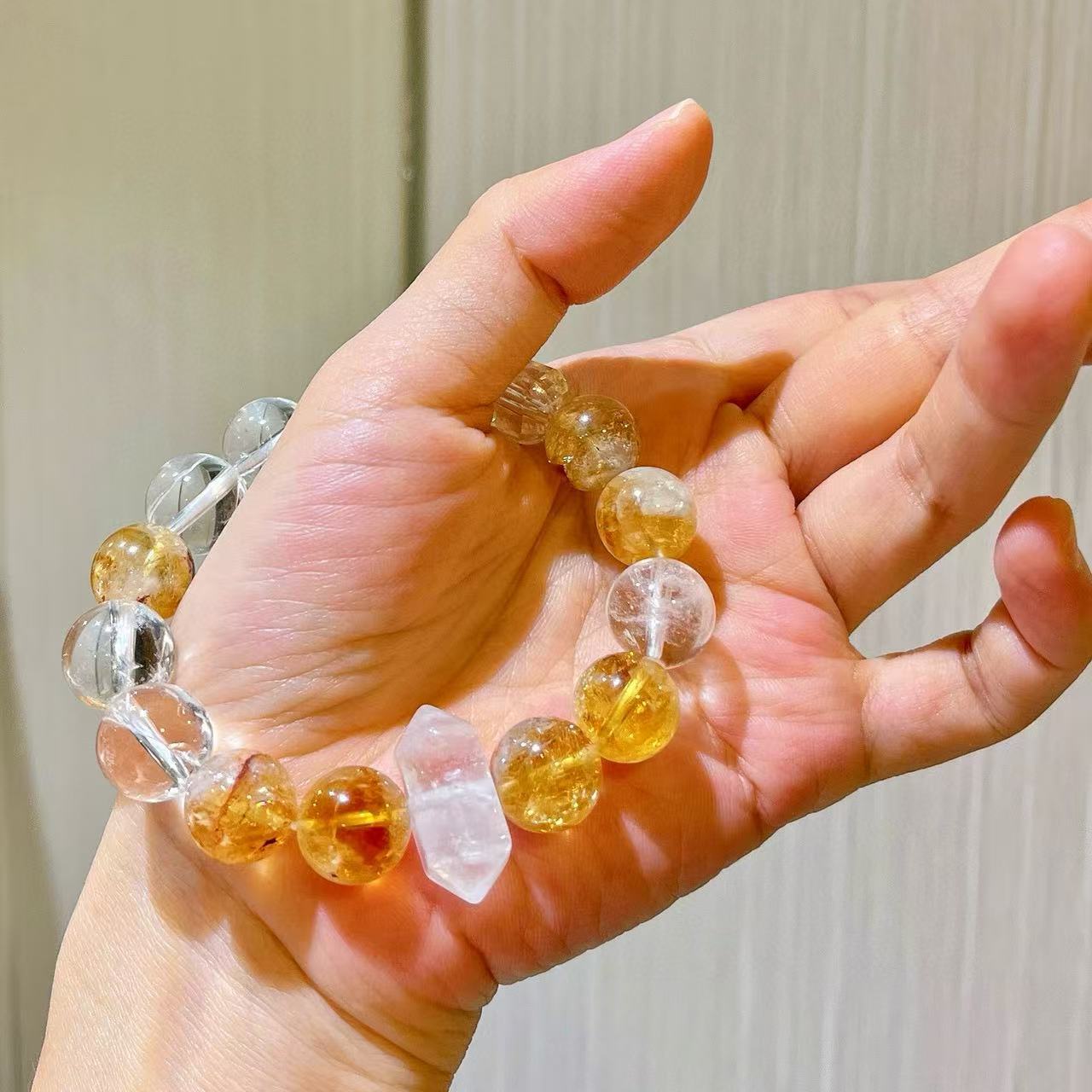 White crystal and yellow crystal design bracelet