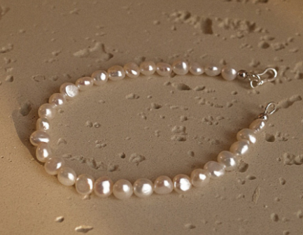 Pure silver broken silver natural freshwater pearl bracelet light luxury high-end niche design hand jewelry