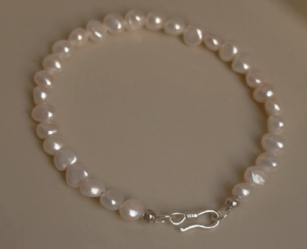 Pure silver broken silver natural freshwater pearl bracelet light luxury high-end niche design hand jewelry
