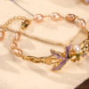 Medieval style iris bracelet light luxury high-end exquisite purple vine flower pearl bracelet ins style