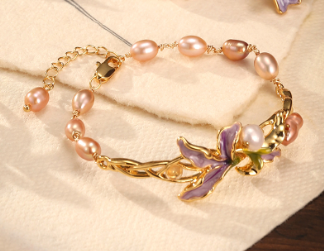 Medieval style iris bracelet light luxury high-end exquisite purple vine flower pearl bracelet ins style