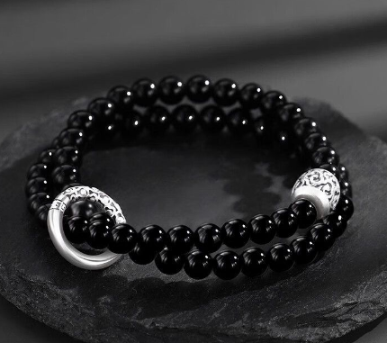 Obsidian stacking bracelet Chinese style bracelet couple bracelet string