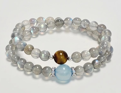 Moonstone Beads Jewelry Gift Natural Tiger Eye Aquamarine Accessories Crystal Bracelet