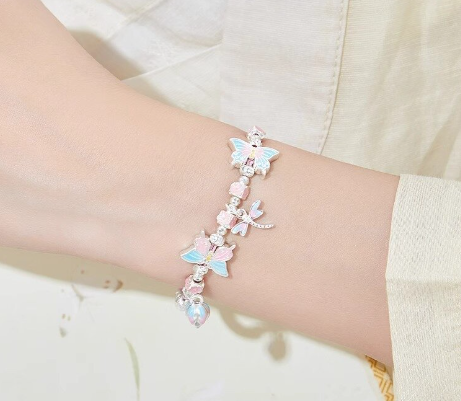 Butterfly half bracelet half chain bracelet women's enamel color 2024 new bracelet bracelet exquisite high-end